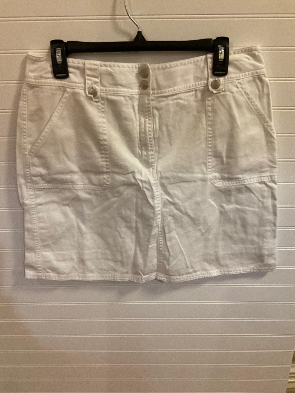 First Issue Liz Claiborne White Cotton Utility Skirt Size: 12 Pre Owned